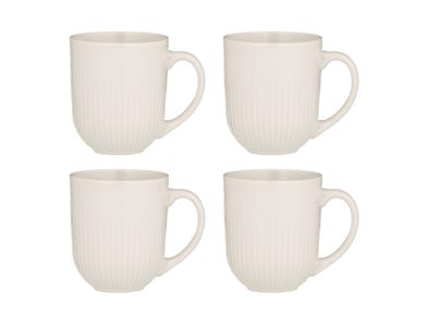 Linear Set Of 4 White Mugs 300ml