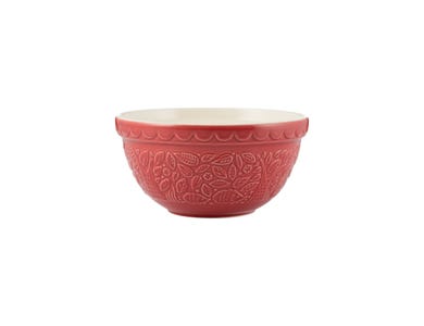 In The Forest red S30 Mixing Bowl with hedgehog and woodland embossment