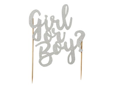 Image for Girl Or Boy Silver  Glitter Topper